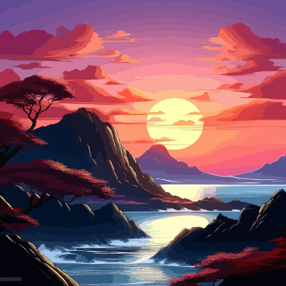 Sunset In The Mountains