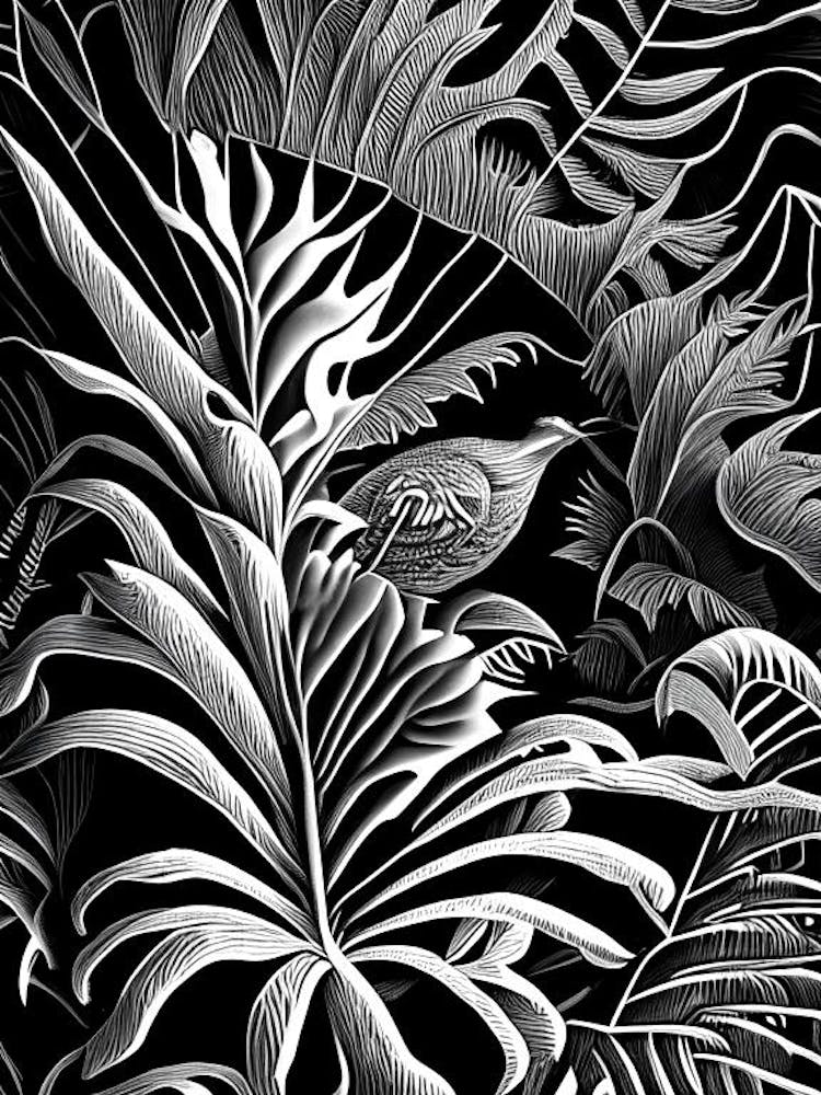 Climbing Bird S Nest Fern Linocut