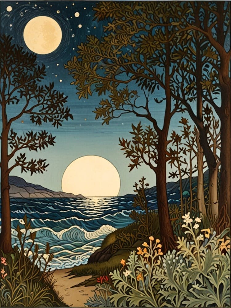 William Morris Moonlight Over The Ocean