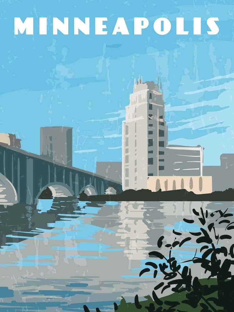 Minneapolis, USA — Retro travel minimalist poster