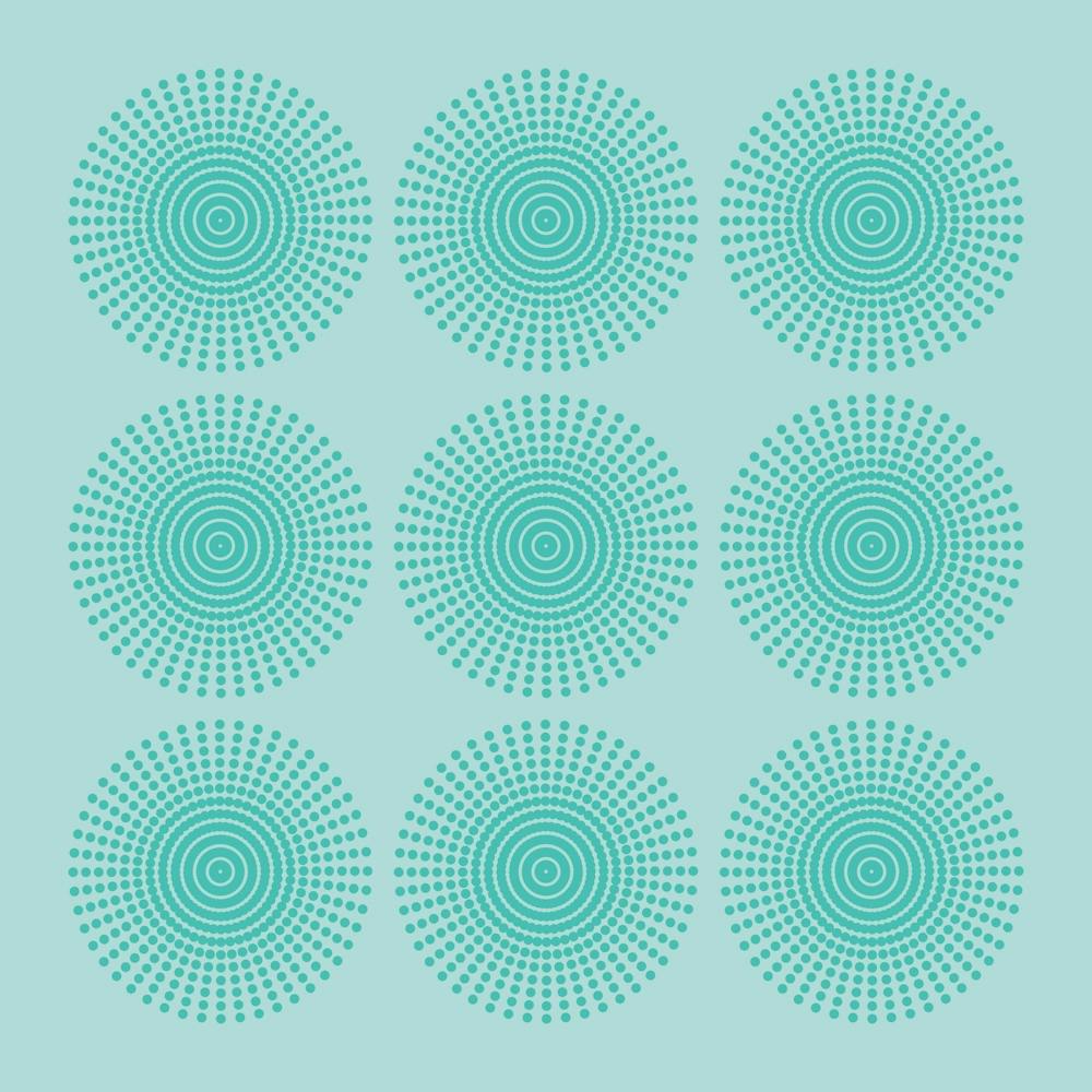 ARIES MANDALA Calming Boho Meditation Abstract Geometric in Turquoise on Aqua