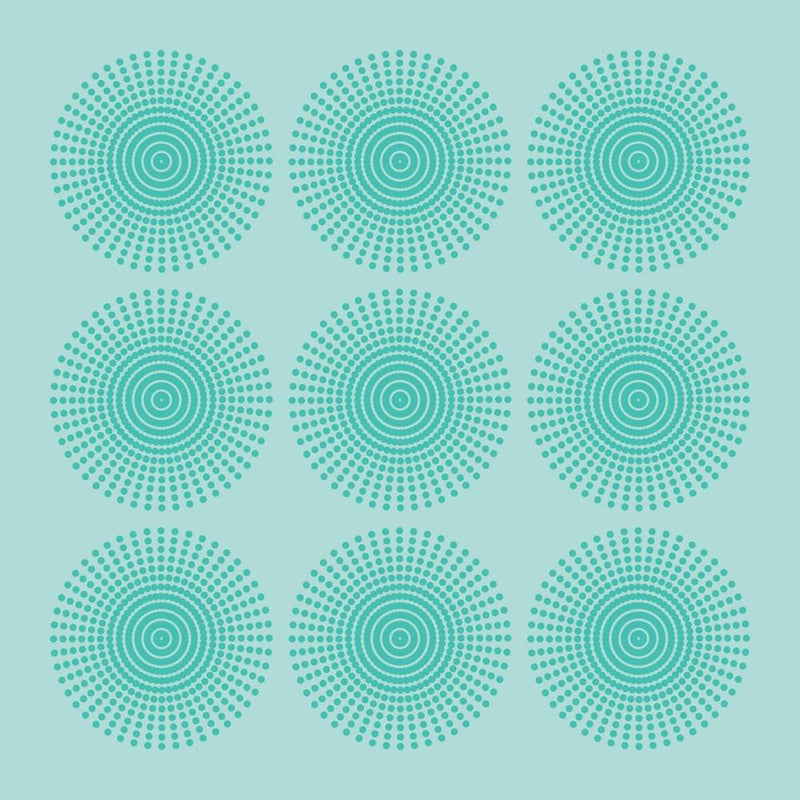 ARIES MANDALA Calming Boho Meditation Abstract Geometric in Turquoise on Aqua