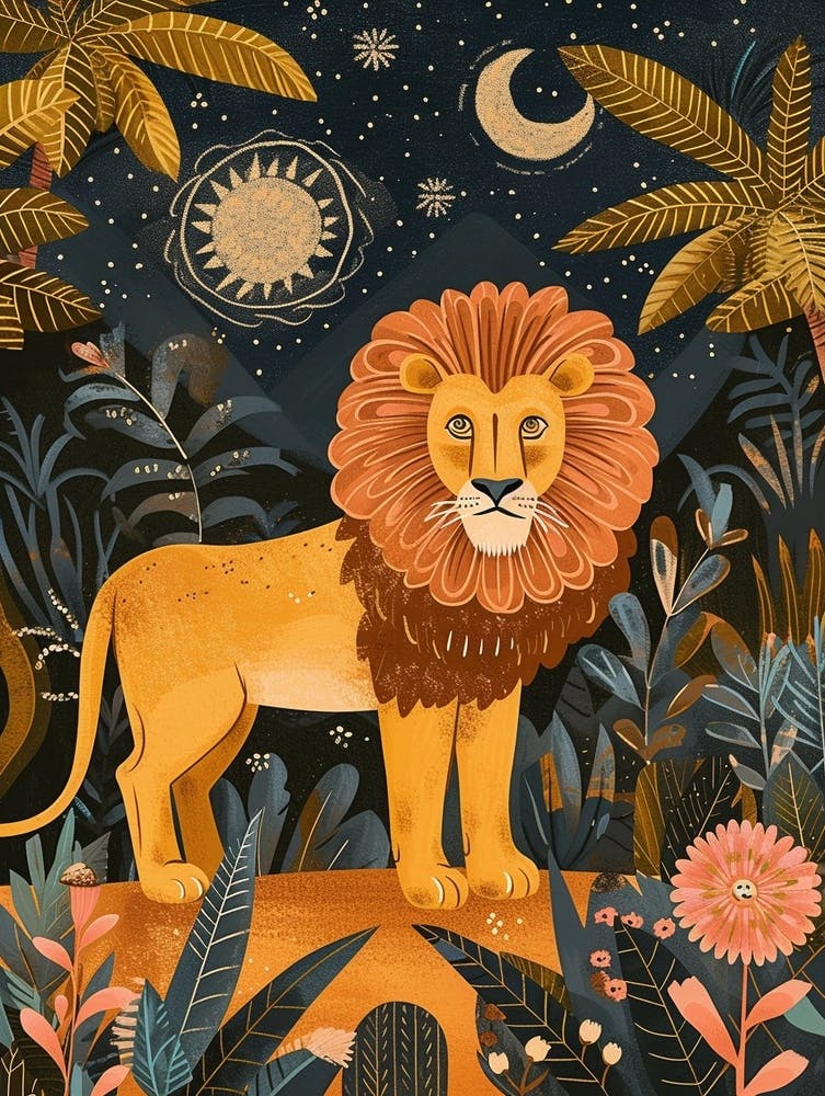 Illustration de chasse nocturne du lion de Barbarie 2