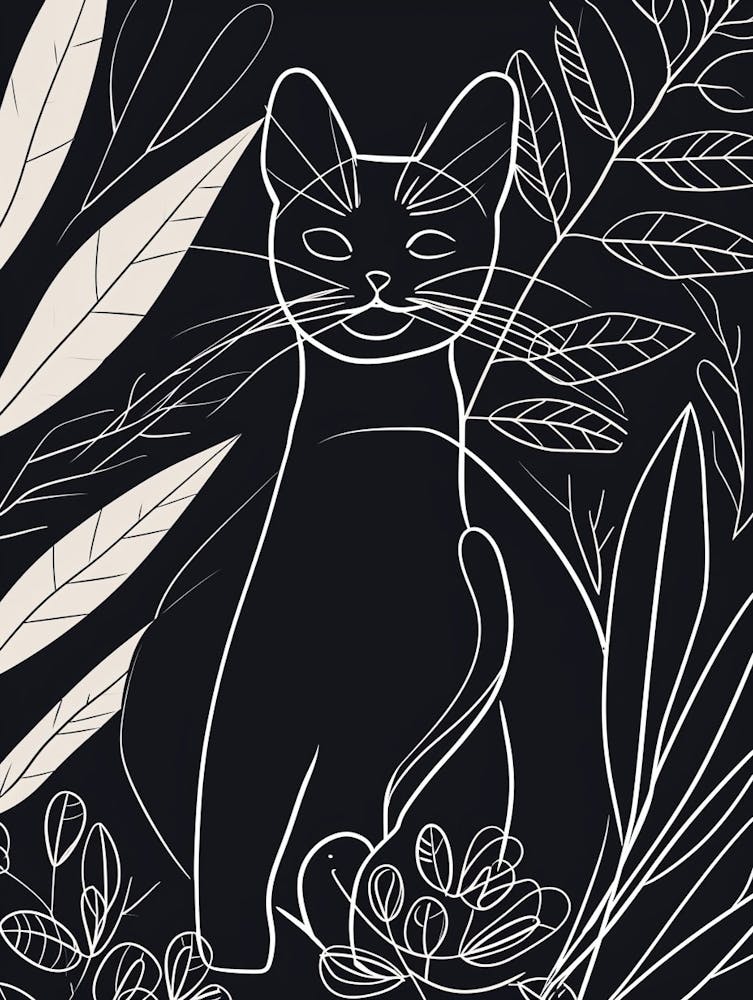 Birman Cat Minimalist Illustration 2