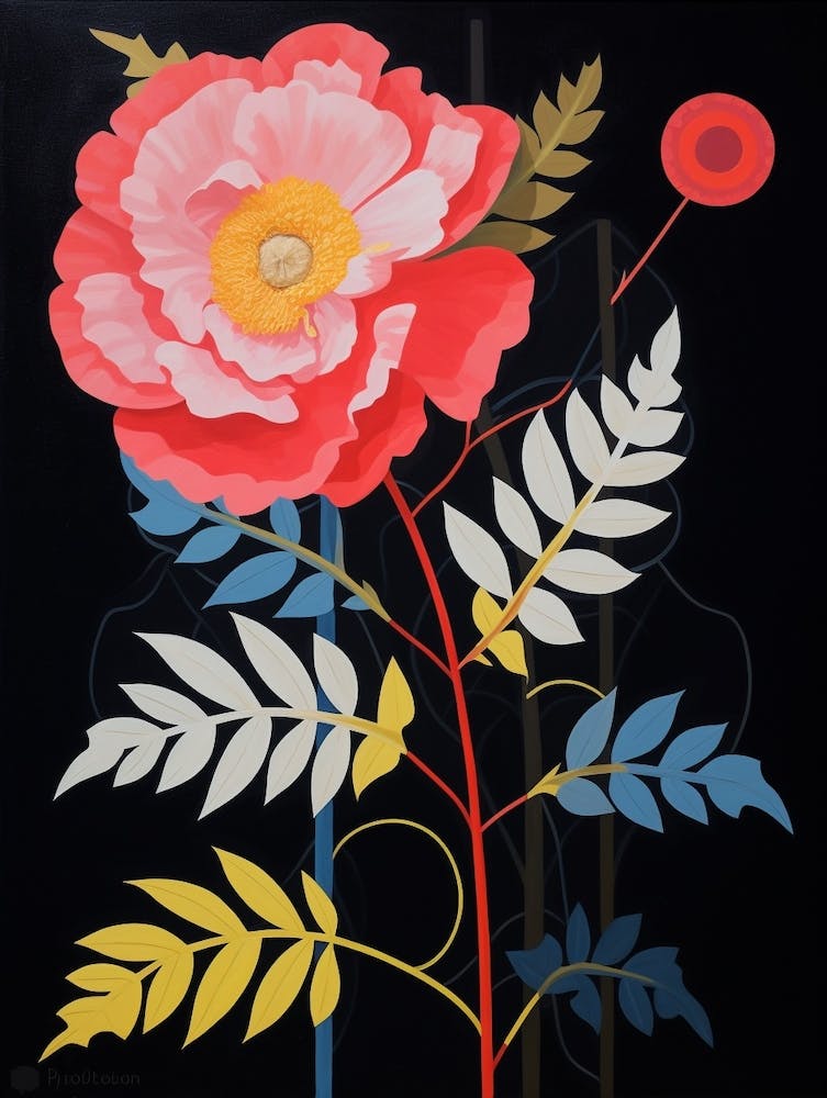 Peony 2 Hilma Af Klint Inspired Flower Illustration