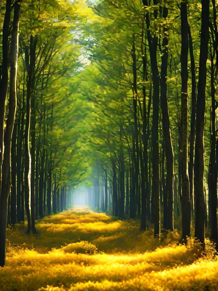 Yellow Road In The Forest 1