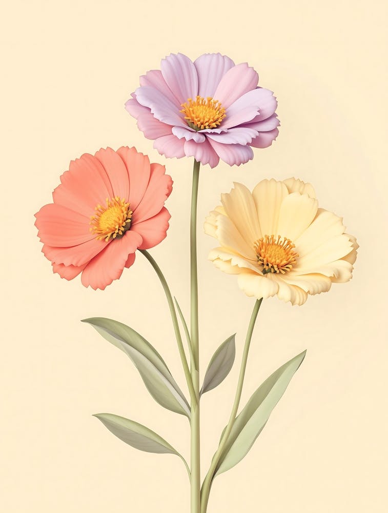 Minimalist Botanical Stems in Warm Pastels