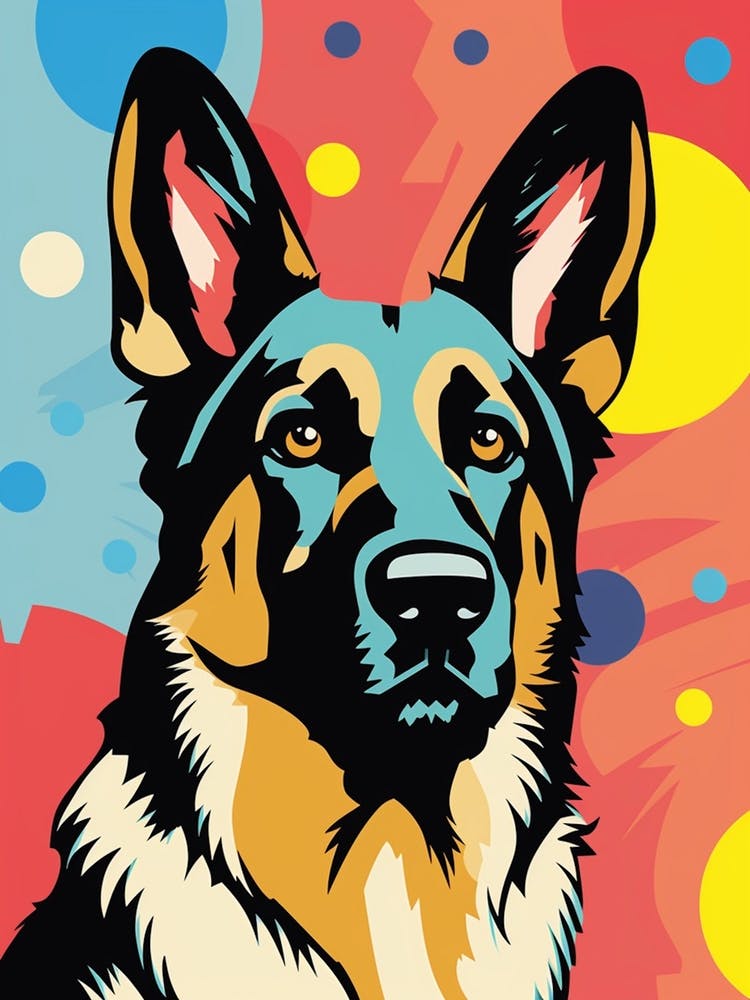 Pop Art Cartoon German Shepherd 3