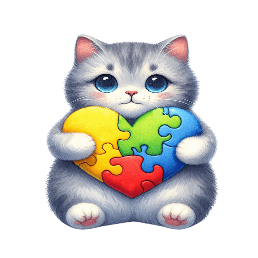 Autismus-Puzzle-Stück-Katze (Britisch Kurzhaar)