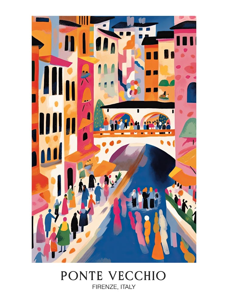 Ponte Vecchio, Florence Italy Colourful 4 Travel Poster