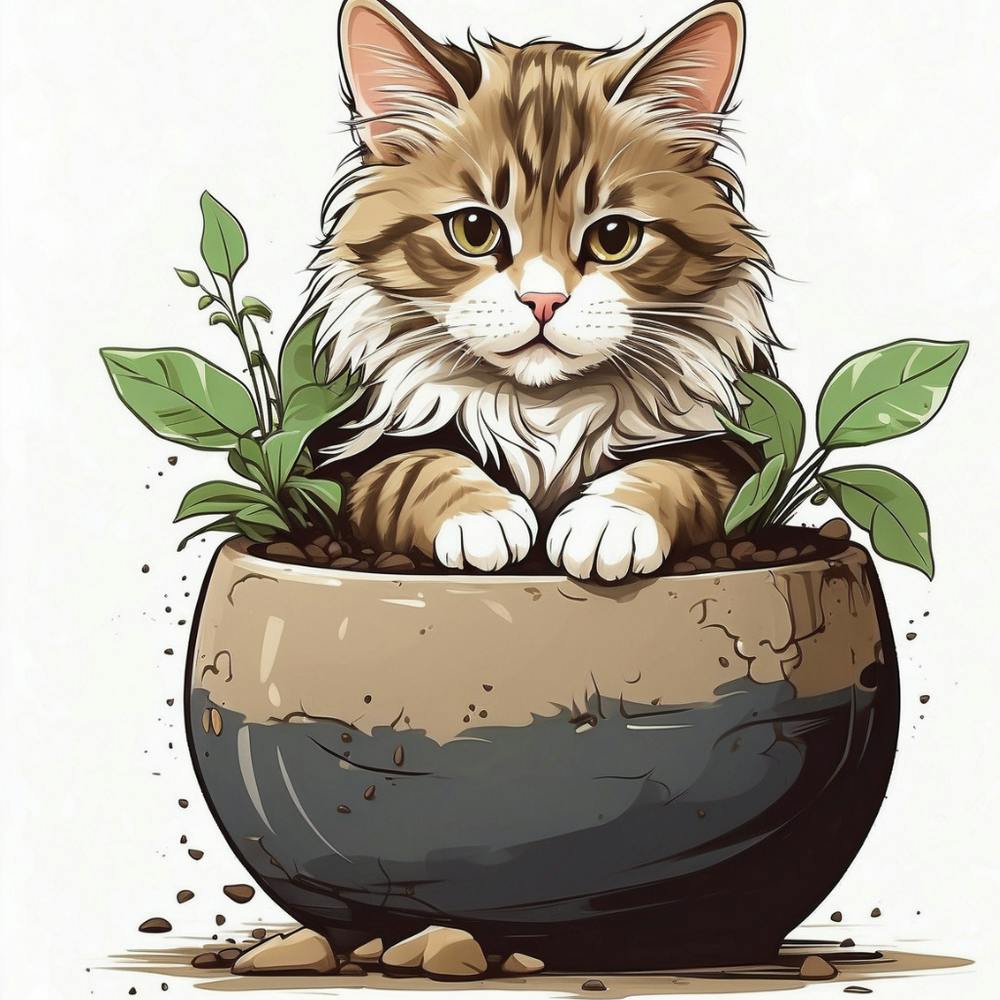 Cat In A Pot