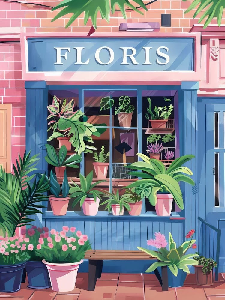 Florist Print Flower Shop Print Flower Market Poster Floral Wall Art Florist Gift Illustration Print Pastel Print