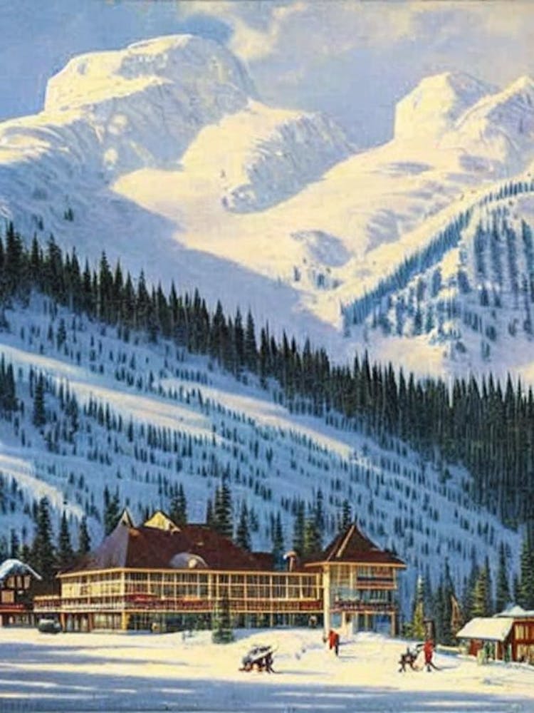 Fernie, Canada Ski Resort Vintage Landscape 1 Skiing Poster