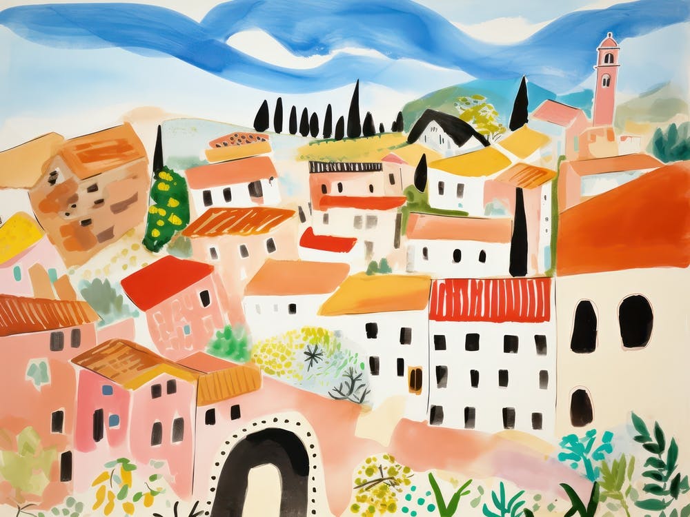 Perugia Italy Cute Watercolour Illustration 4