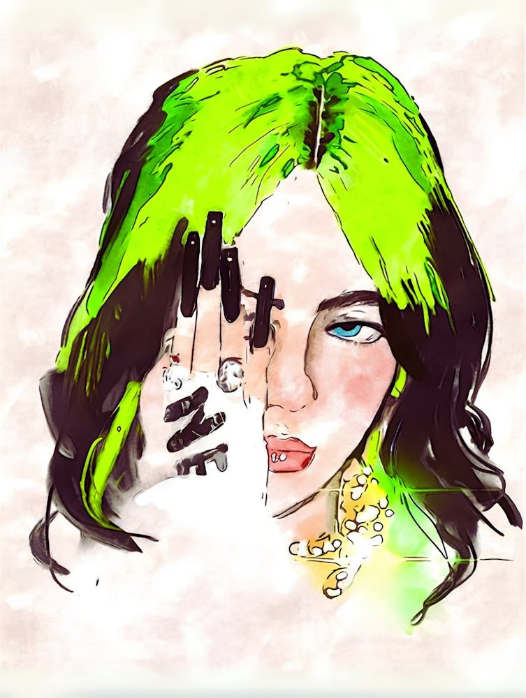 Billie Elish Green Haired Girl