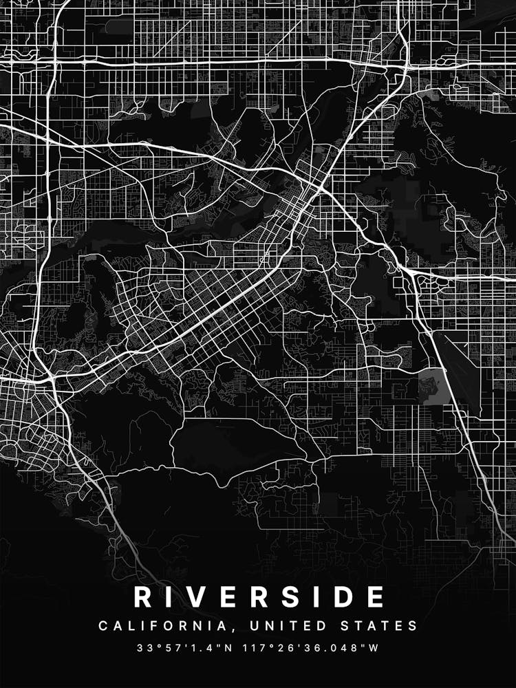 Riverside California USA Black Map