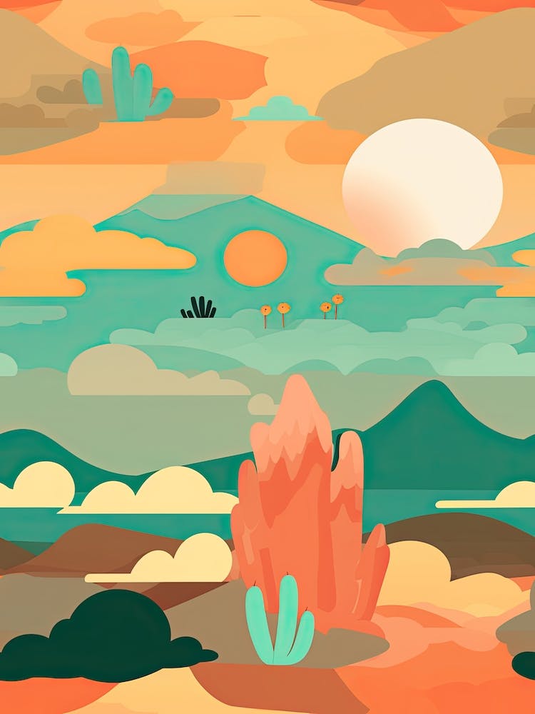 Colourful Retro Desert Sunset 3