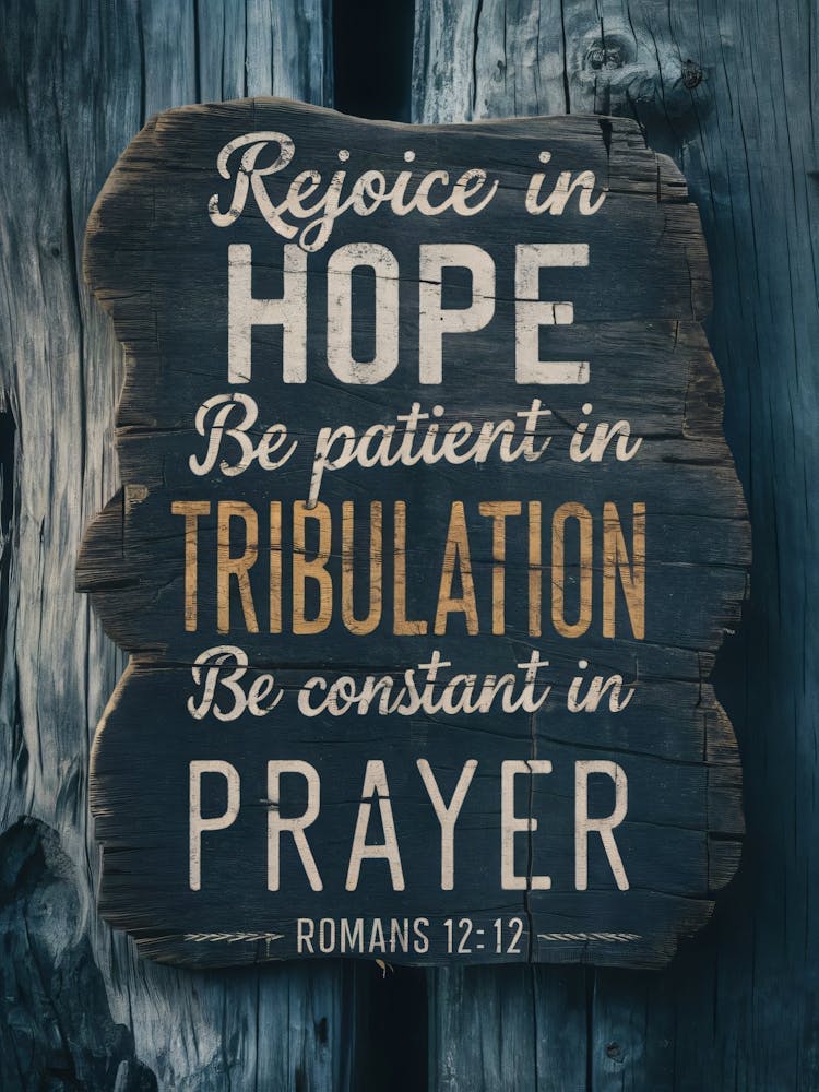 Rejoice in Hope, be patient in tribulation, be constant in prayer, Romans 12:12 1