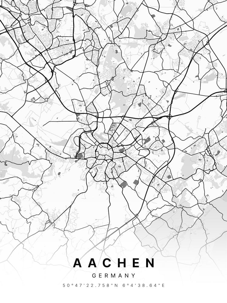 Aachen, Germany White Map
