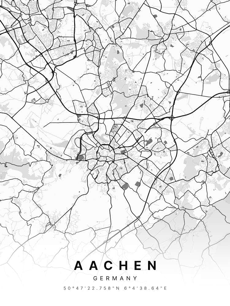 Aachen, Germany White Map