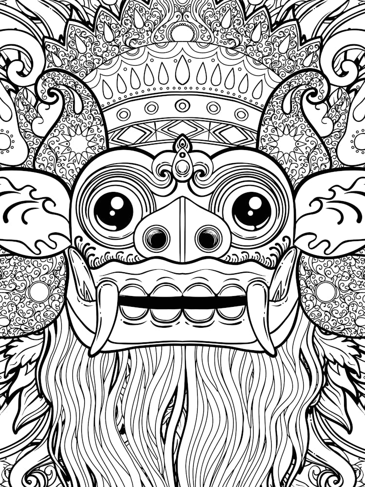Barong, Balinesische Maske, Bali Masken-Kunstdruck 1