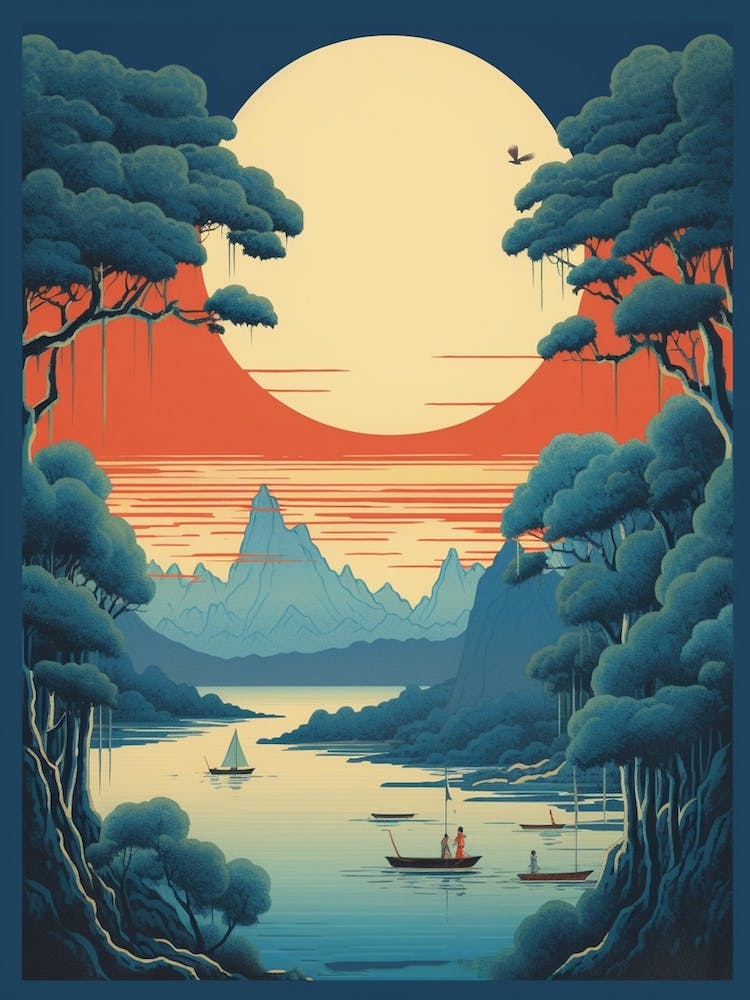 Lake Mashu, Japan Vintage Travel Art 1