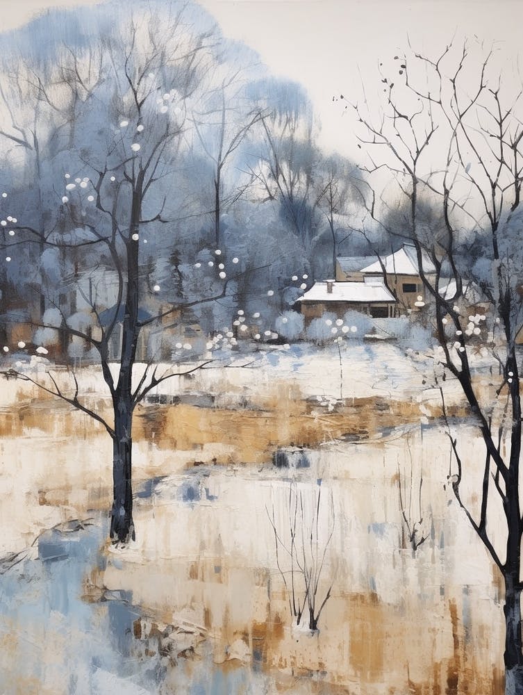 Winter City Park Painting Royal Park Kyoto 3