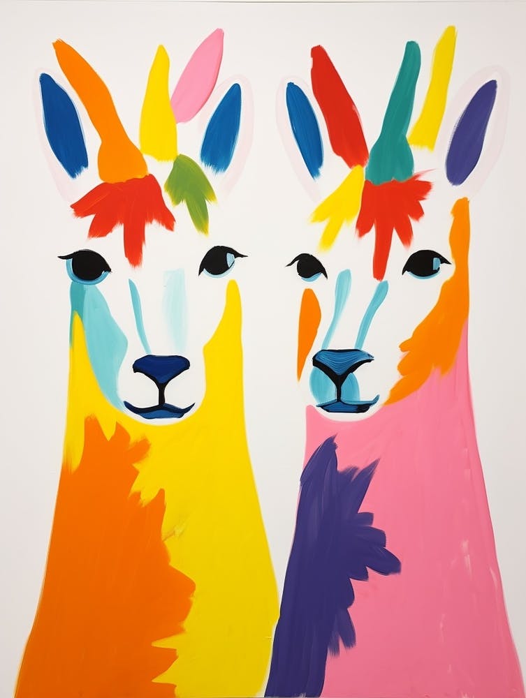 Colourful Kids Animal Art Llama 3