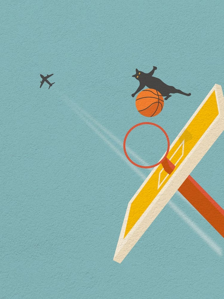 Vintage Minimal Art Sky and Basketball Hoop