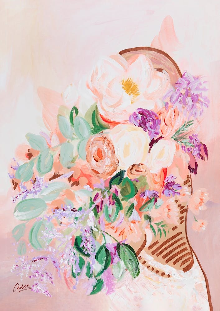 Jolie Woman Carrying Flowers