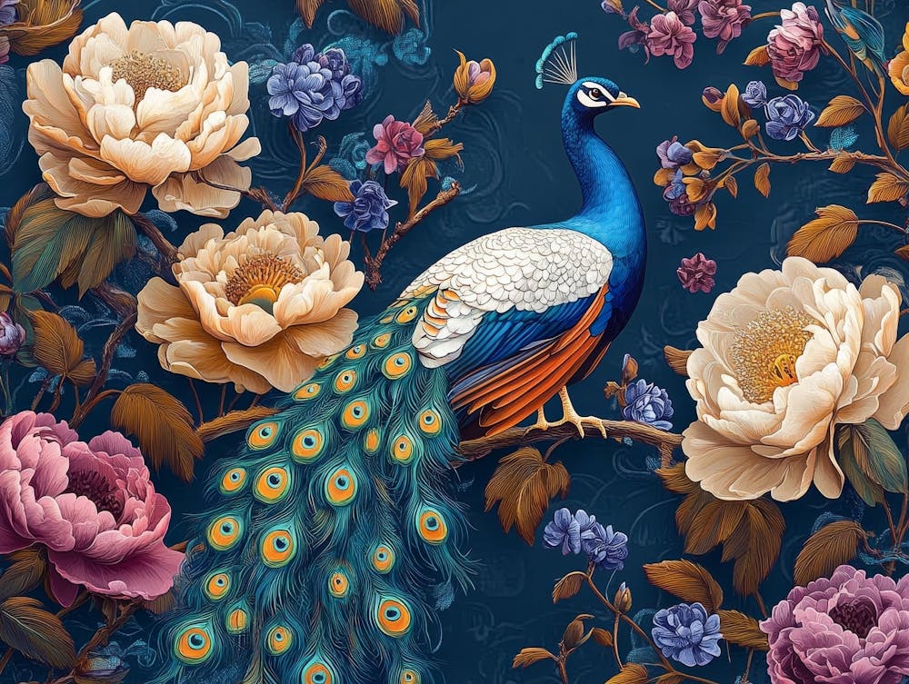 Peacock And Flowers 5