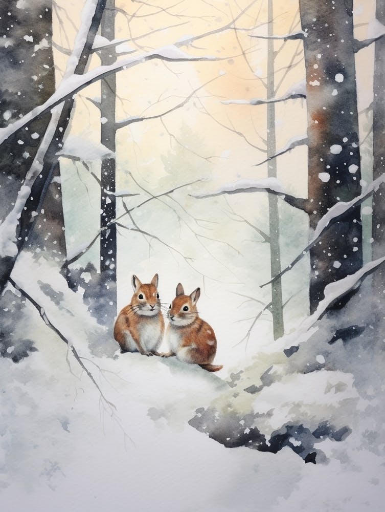 Winter Watercolour Chipmunk 6