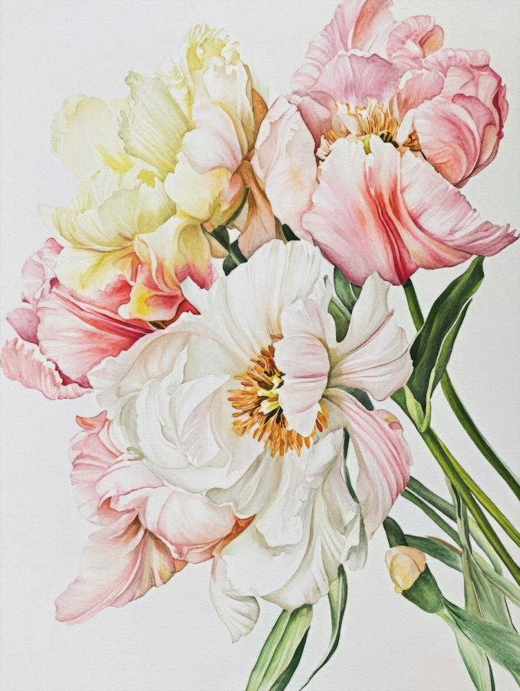 Watercolour Flower On White 15