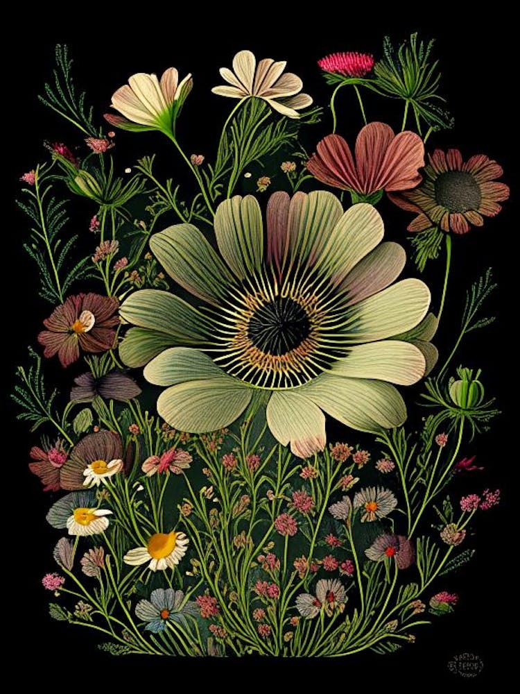 Cosmos 1 Floral Botanical Vintage Poster Flower
