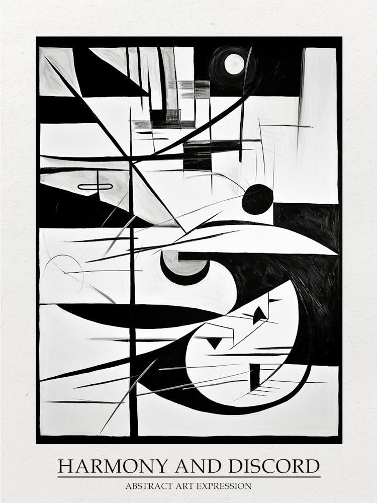 Harmony And Discord Abstract Black And White 2 Poster