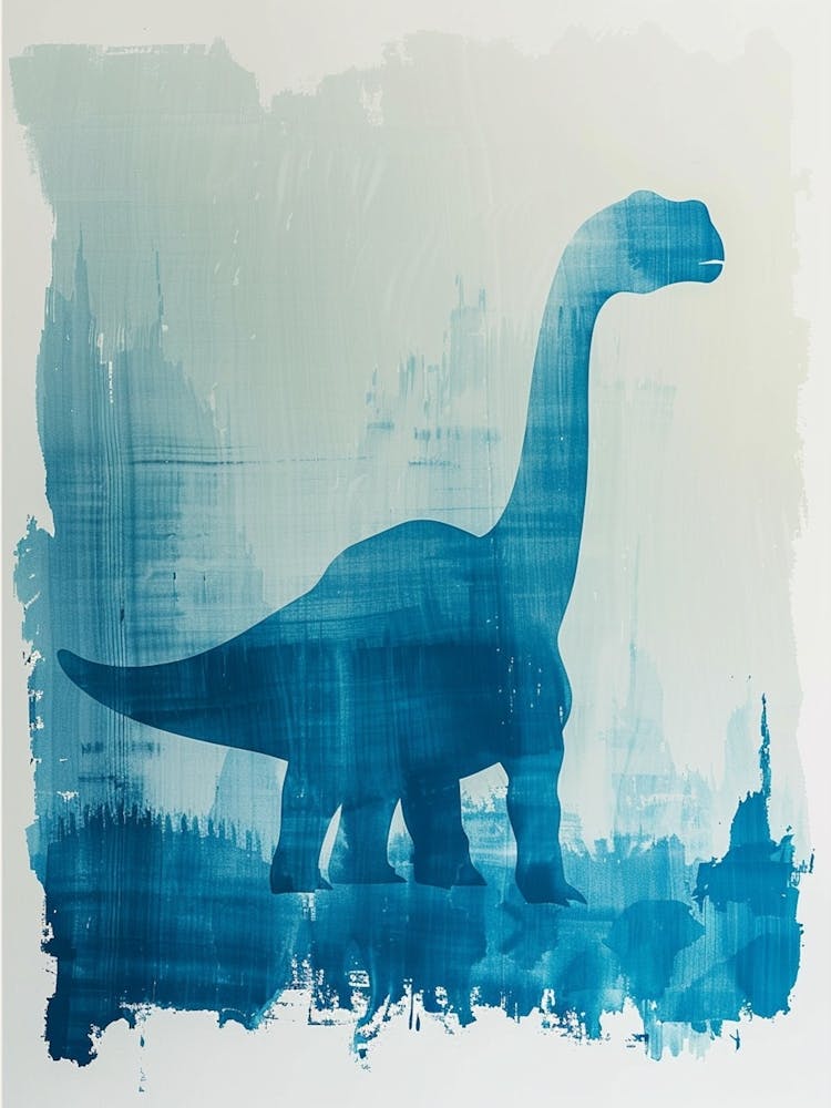 Silhouette de Dinosaure Lavis Bleu