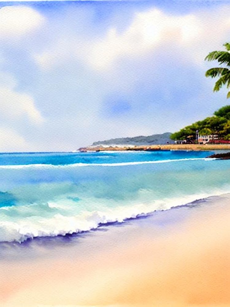 Pigeon Point Beach 2, Tobago Watercolour