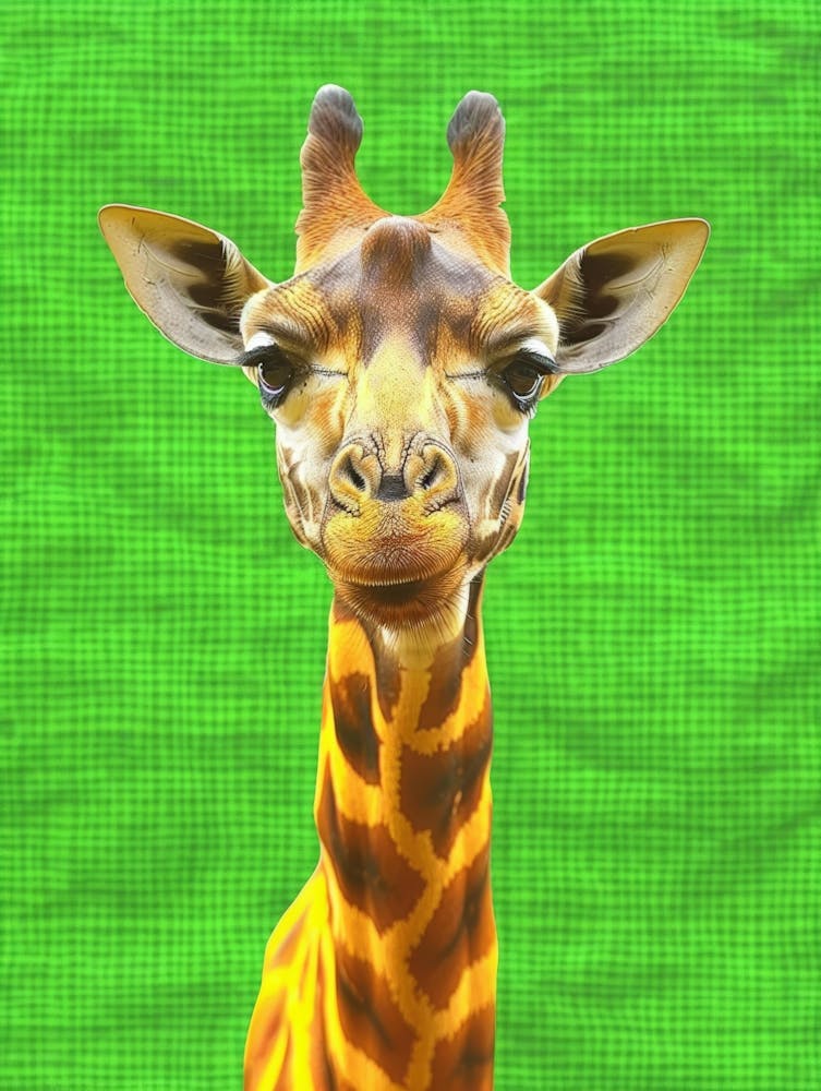 Giraffe On Green Background