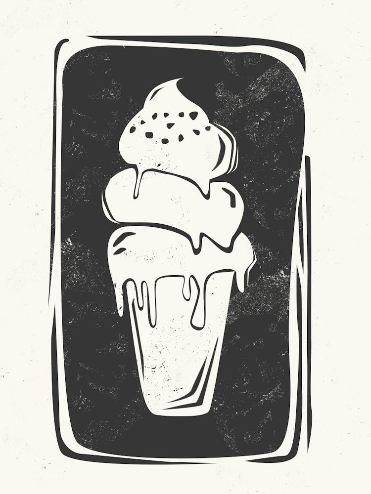 Ice Cream Linocut Style