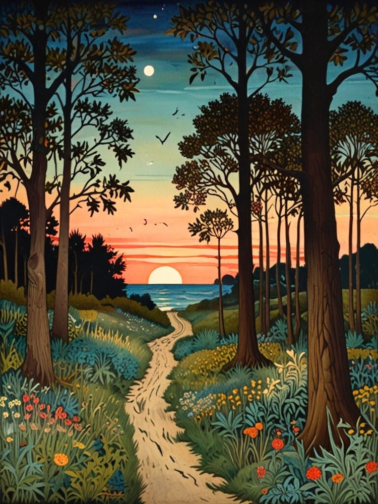 William Morris Sunset In The Woods