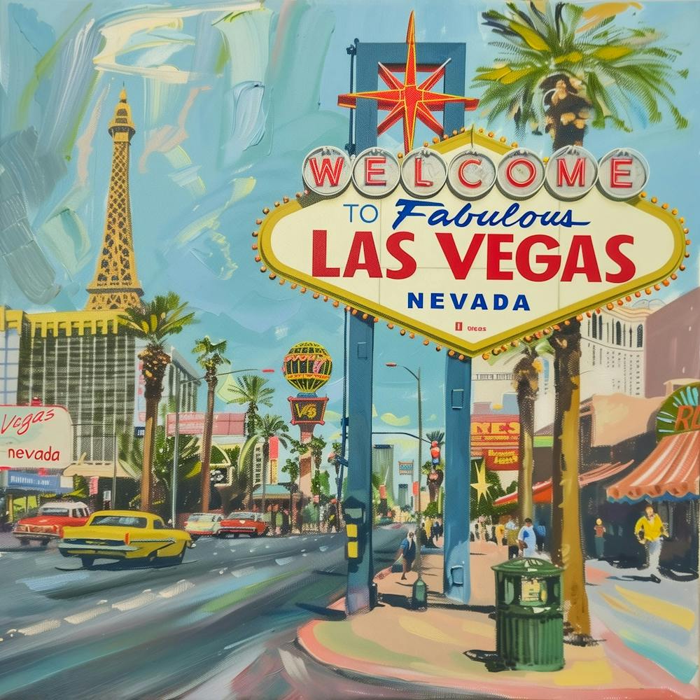 City Las Vegas, Schrift Schild bunte Malerei