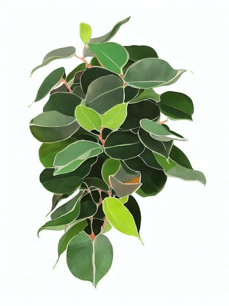 Ficus Alii (Ficus Binnendiijkii 'Alii') Watercolor