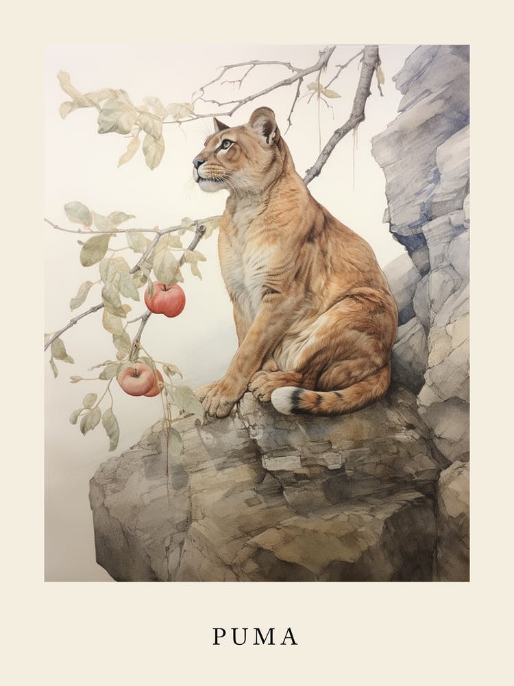Von Beatrix Potter inspiriertes Tier-Aquarell Puma 2