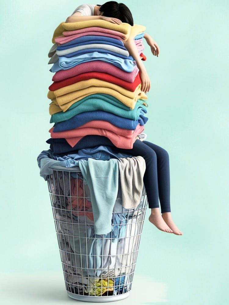 Pile Of Clothes In A Laundry Basket