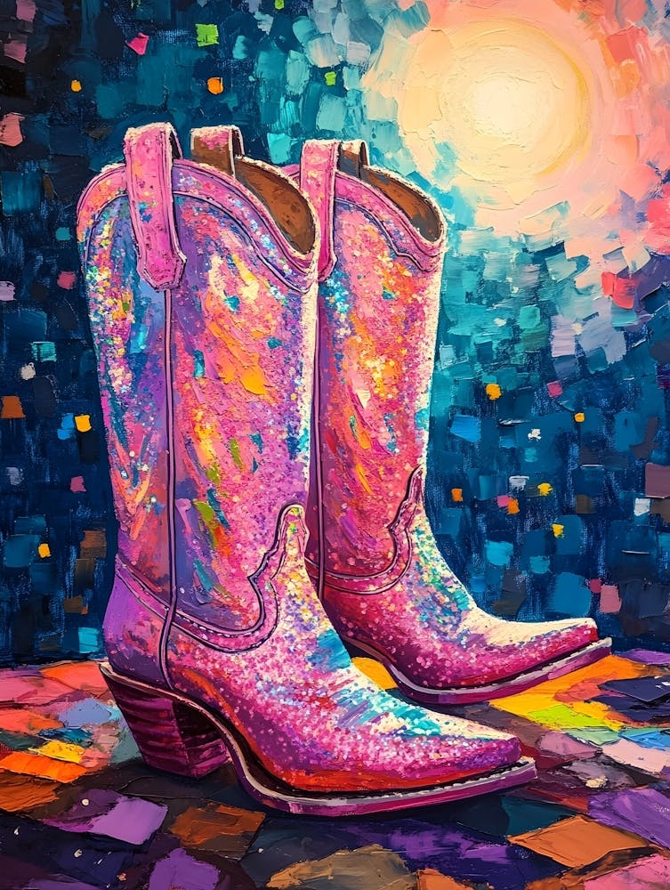 Pink Sparkly Cowgirl Boots 5