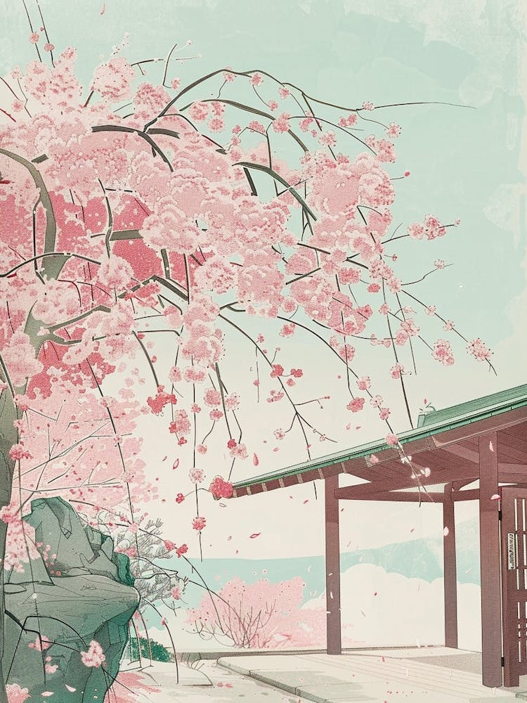 Kyoto Japan 7 Retro Illustration