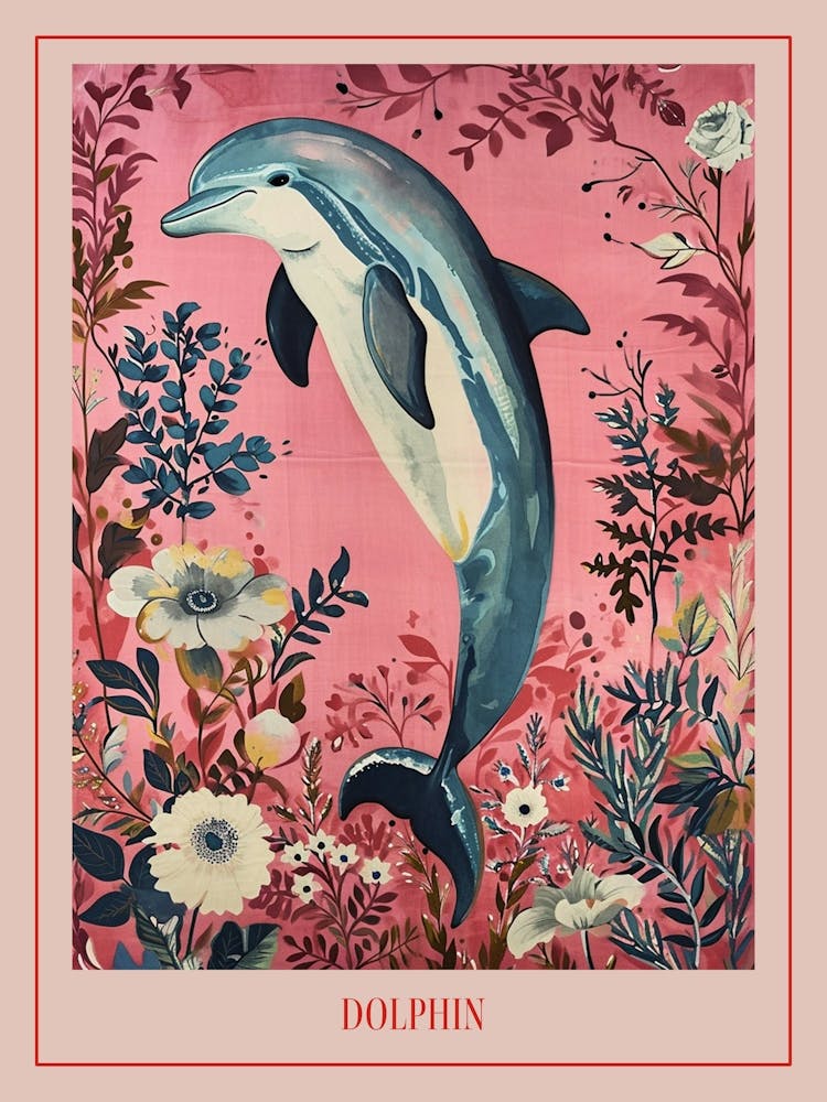 Floral Animal Painting Dolphin 3 Poster