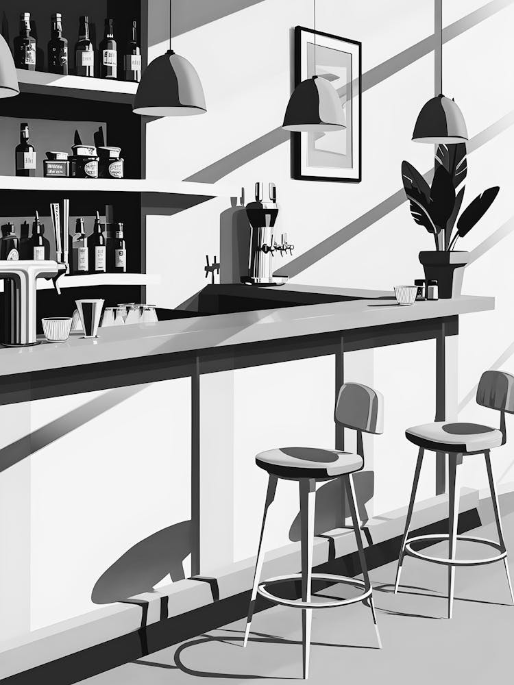Bar Illustration In Black And White
