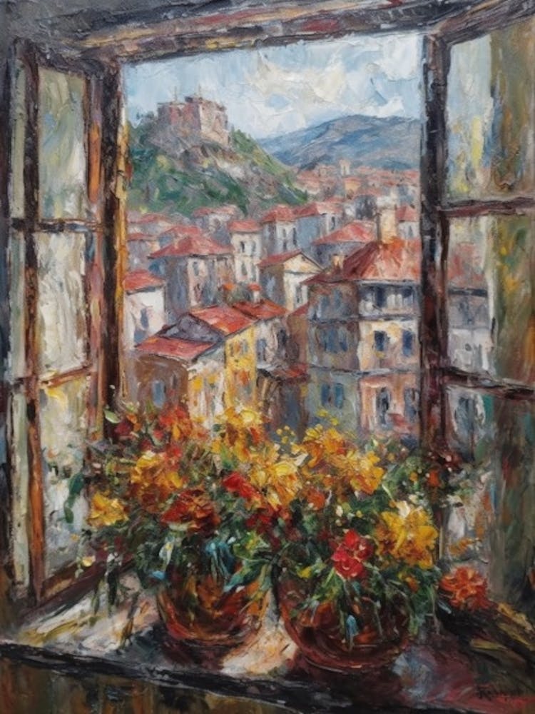 Window View Of San Francisco In The Style Of Impressionism 1