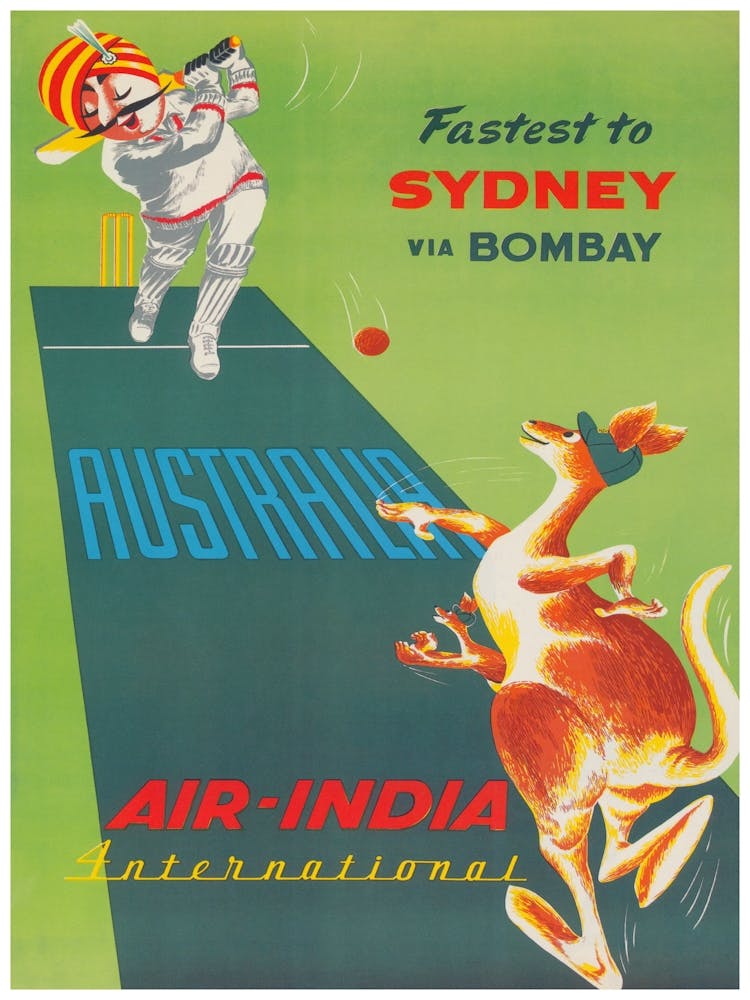 Sydney To Bombay Vintage Travel Poster